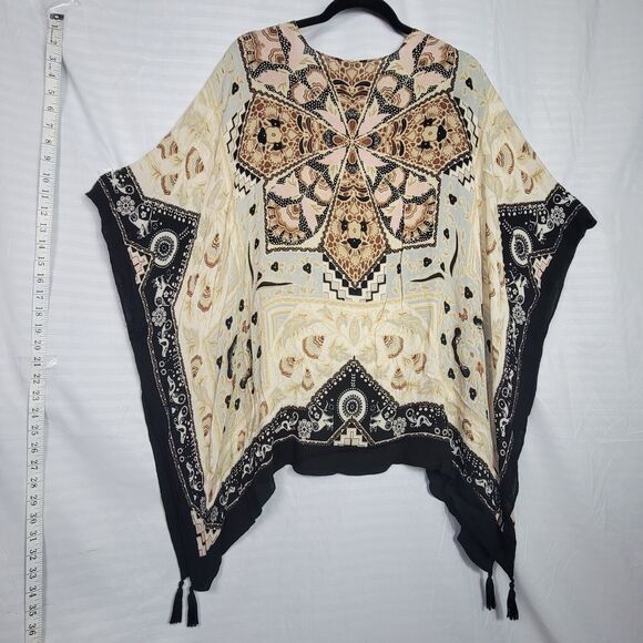 Vince Camuto Tasseled Casual Kimono Beach Swim Cover Up Women One Sz Boho Print - Picture 10 of 11
